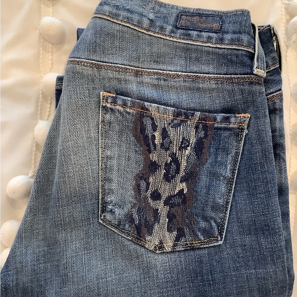 Citizens Of Humanity Blue Boot-Leg Jeans with Embroidered Pocket